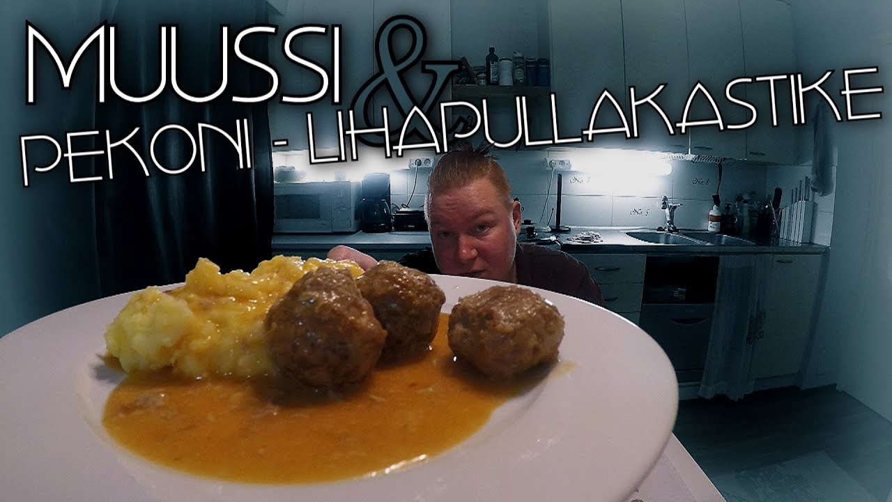 Perunamuussi ja pekoni lihapullakastike