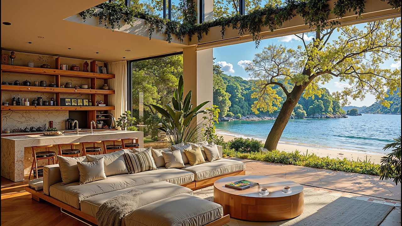 Relaxing Beachside Jazz Music to Reduce Stress | Peaceful Morning Atmosphere and Soothing Jazz