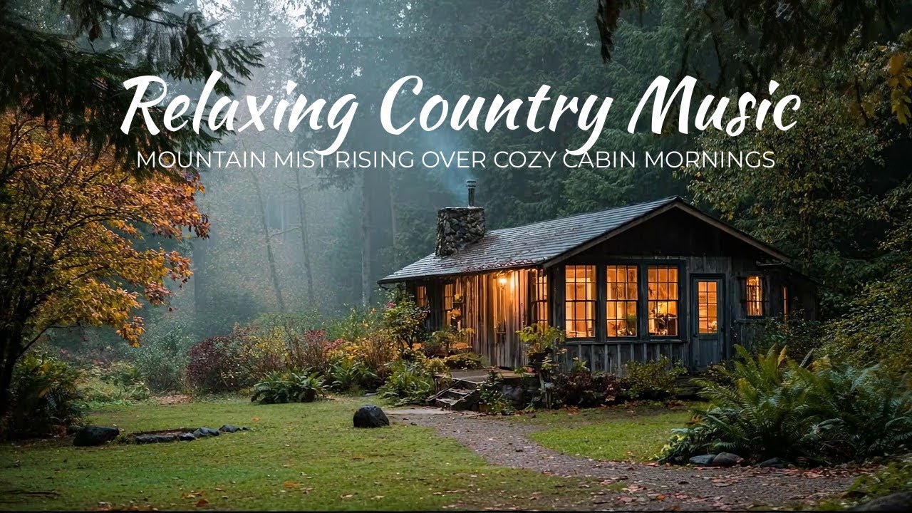 Relaxing Country Music | Mountain Mist Rising over Cozy Cabin Mornings