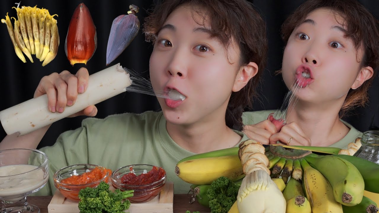 Давайте попробуем все на банановых деревьях!🌳🍌Mukbang eating show