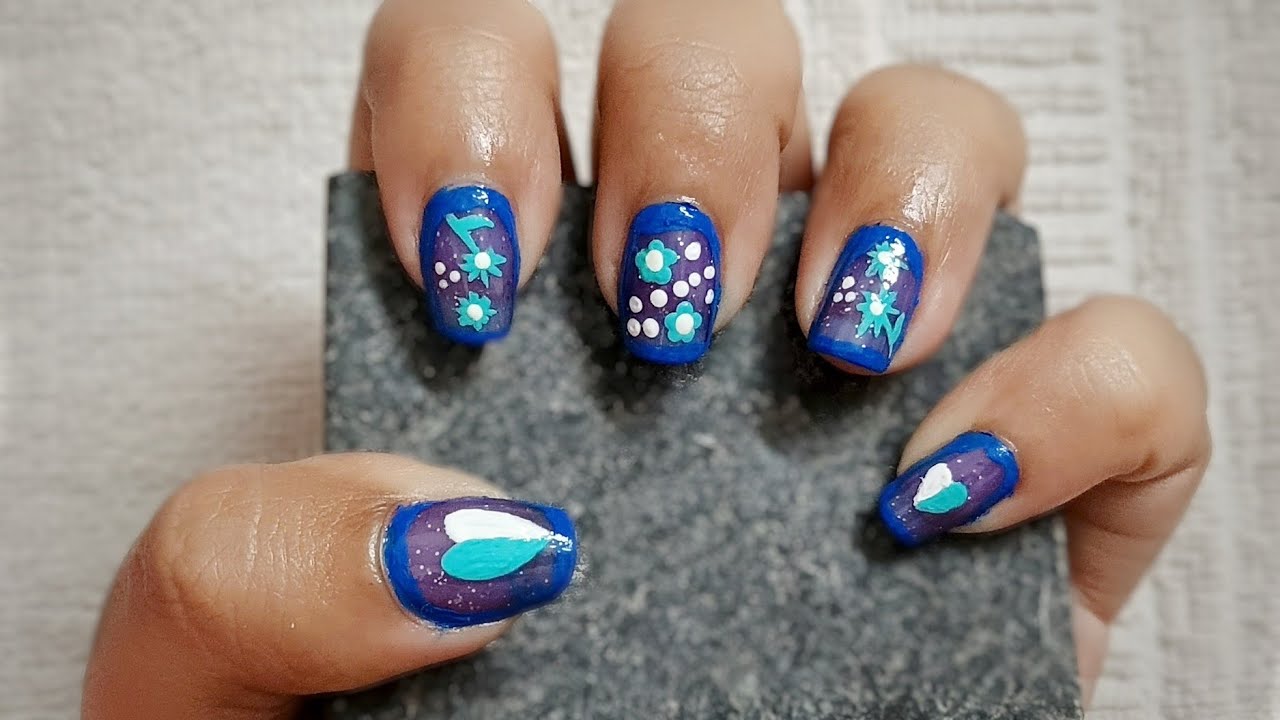 Midnight Garden: A Dreamy Aesthetic Floral Nail Art Design🌸✨💫💅