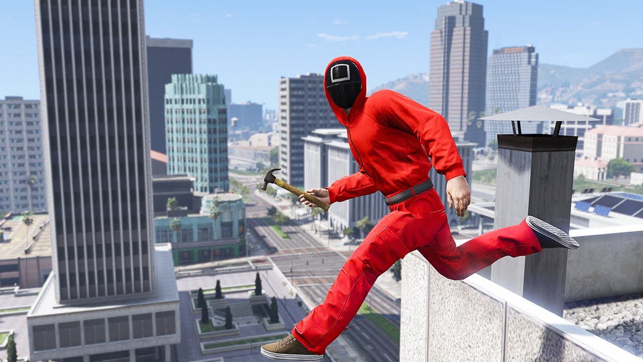 GTA 5 SQUID GAME GUARD RAGDOLLS/JUMP FAILS (Ragdolls Compilation) episode.03