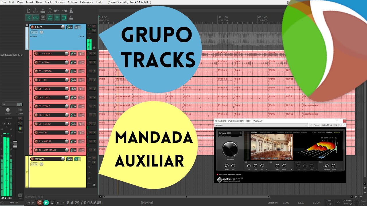 Como Agrupar Tracks e fazer Mandada Auxiliar no Reaper