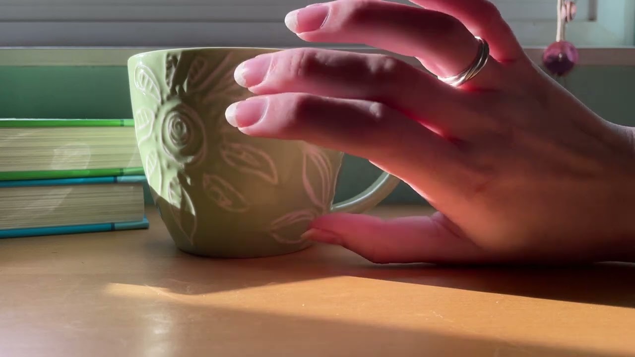 ASMR rhythmic tapping on ceramic cup, fast and slow in different patterns