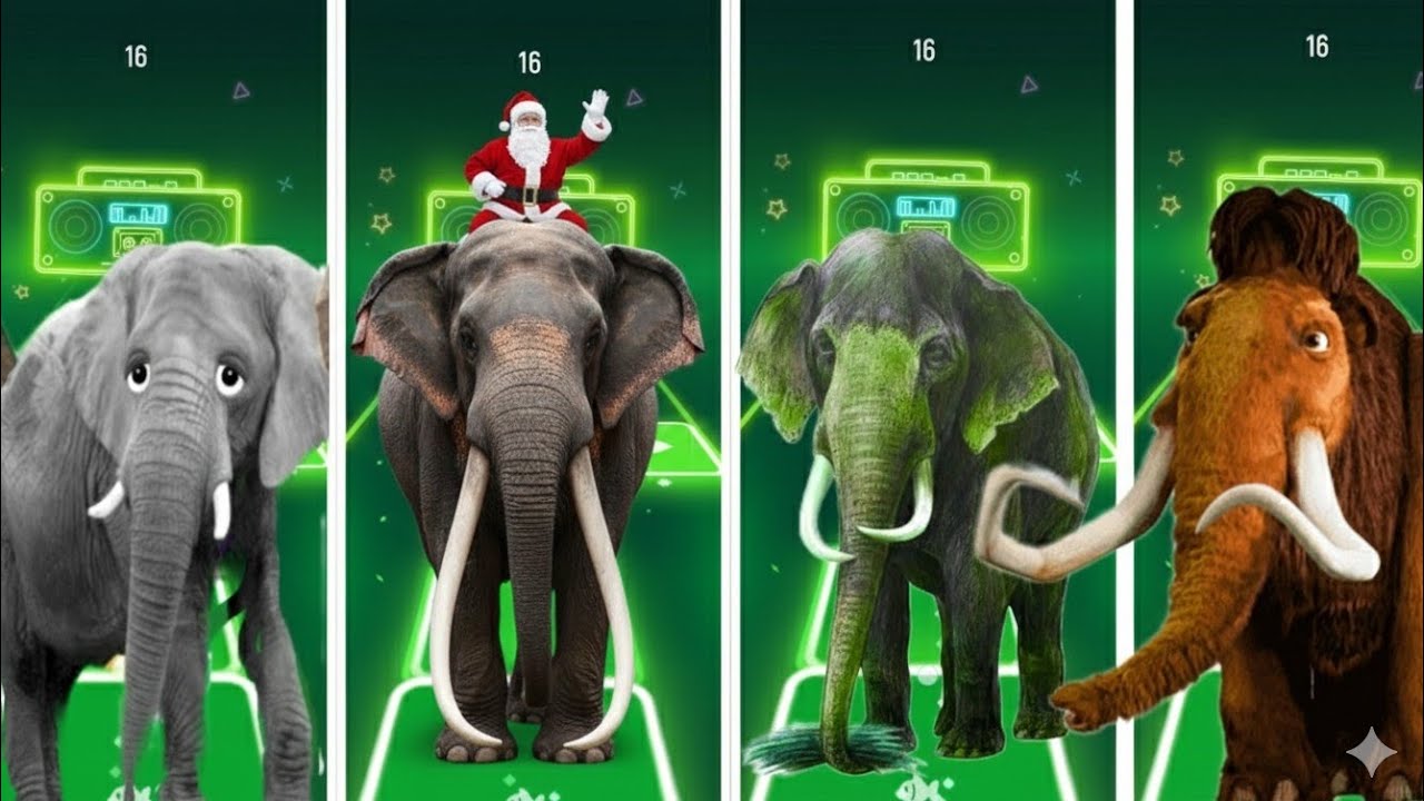 Tiles Hop - Мамонт🆚 Слон 🆚 Забавный мамонт 🆚 Забавный слон 🎶 Tiles Hop EDM Rush