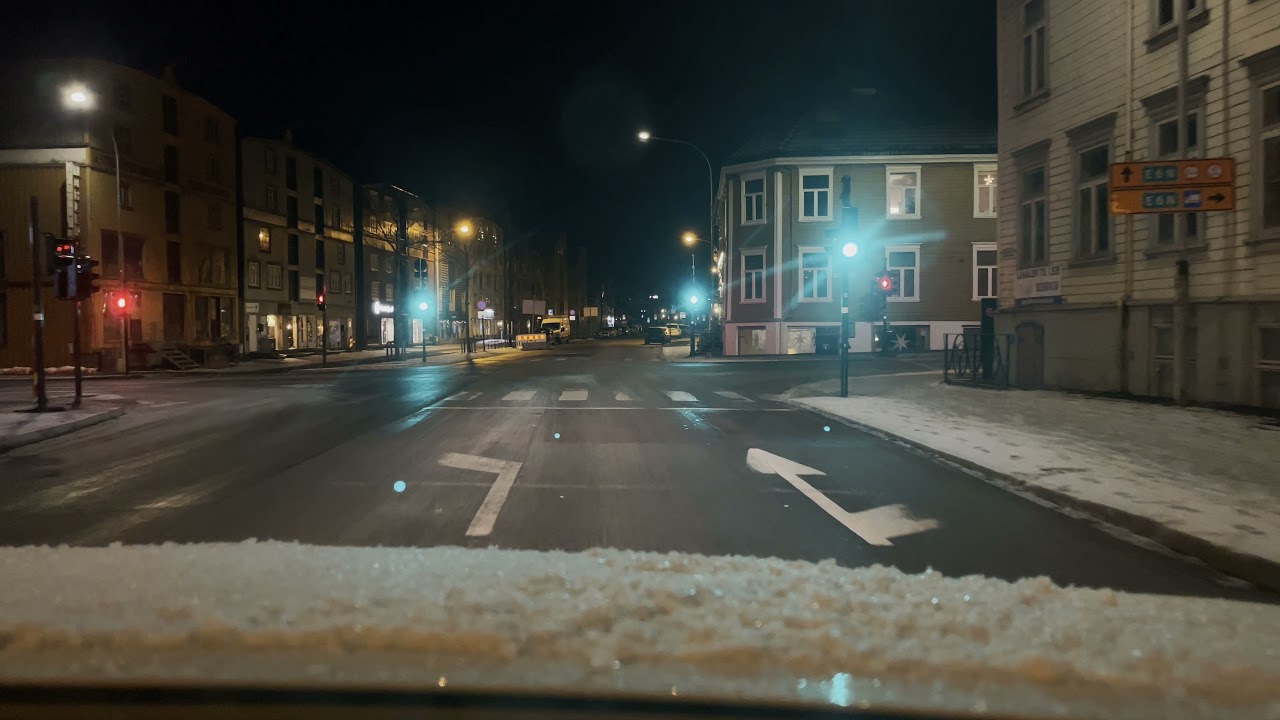 From Trondheim  norway to Melhus in Winter🥶 2:00am at night