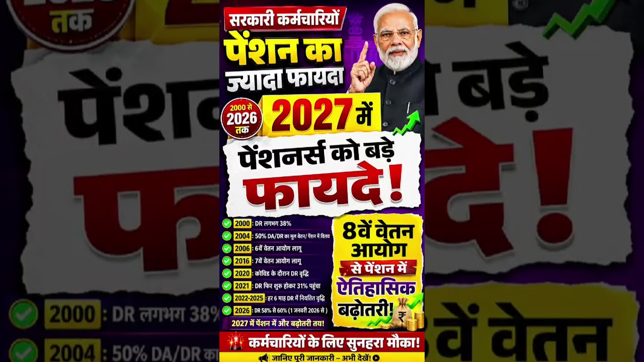 सरकारी कर्मचारियों की पेंशन में बड़ा फायदा! | 8वां वेतन आयोग | DA/DR Latest Update | Pension News