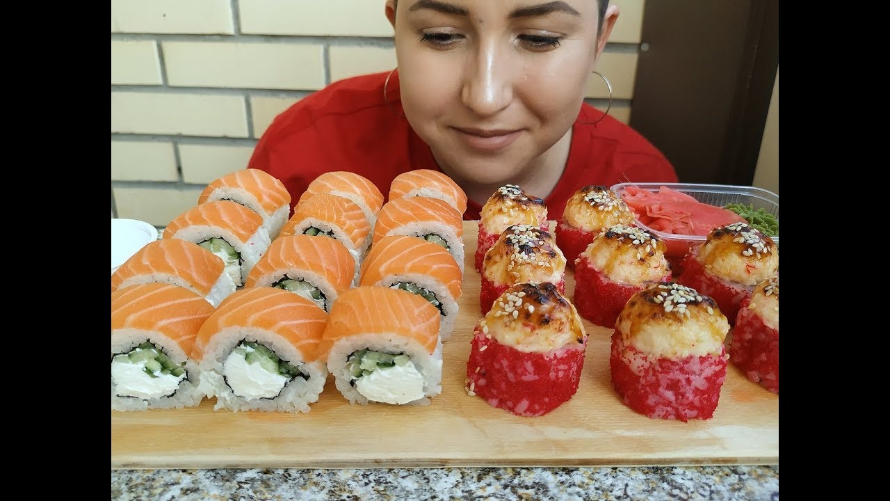 Филадельфия РОЛЛ Запеченные с Крабом | Salmon Sushi Rolls ASMR MUKBANG  | eating show | 먹방