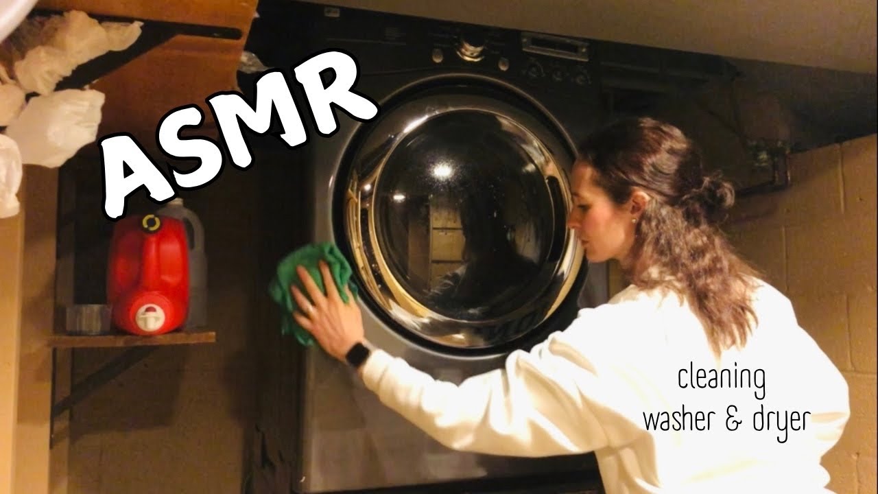 ASMR wiping & cleaning my washer & dryer. Slower wiping. (no talking) #asmr #asmrcleaning #relax