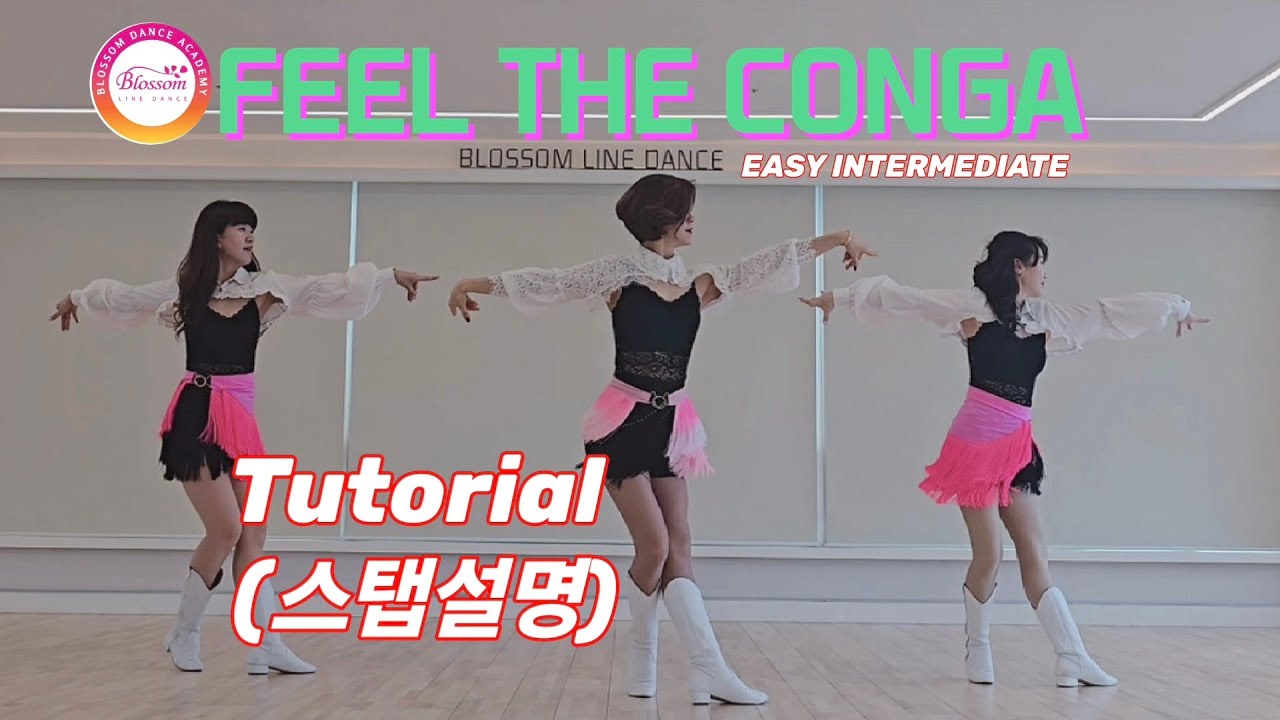 {TUTORIAL} FEEL THE CONGA Line dance/필 더  콩가 라인댄스(스탭설명)