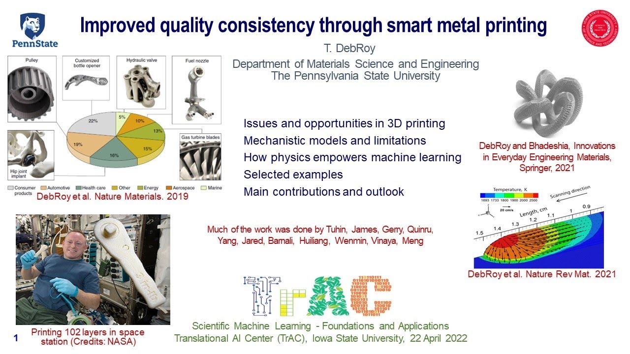 Iowa State talk on improved quality consistency through smart metal printing