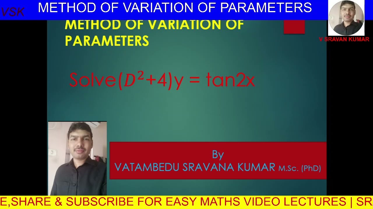 METHOD OF VARIATION OF PARAMETERS-2 IN TELUGU  tan2x problem