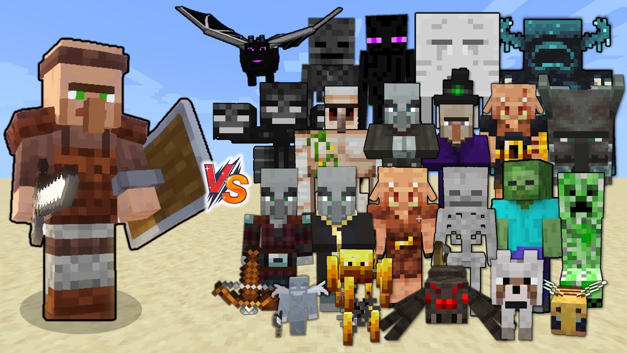 Guard Villager vs All Mobs in Minecraft