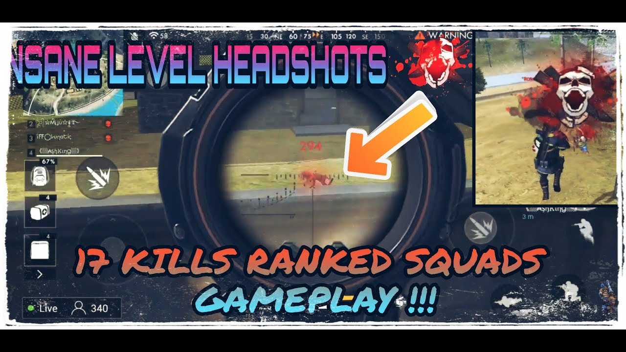 RANKED 17 KILLS SQUADS GAMEPLAY !! INSANE HEADSHOTS RAKESH00007 !! Free Fire Battlegrounds !!!