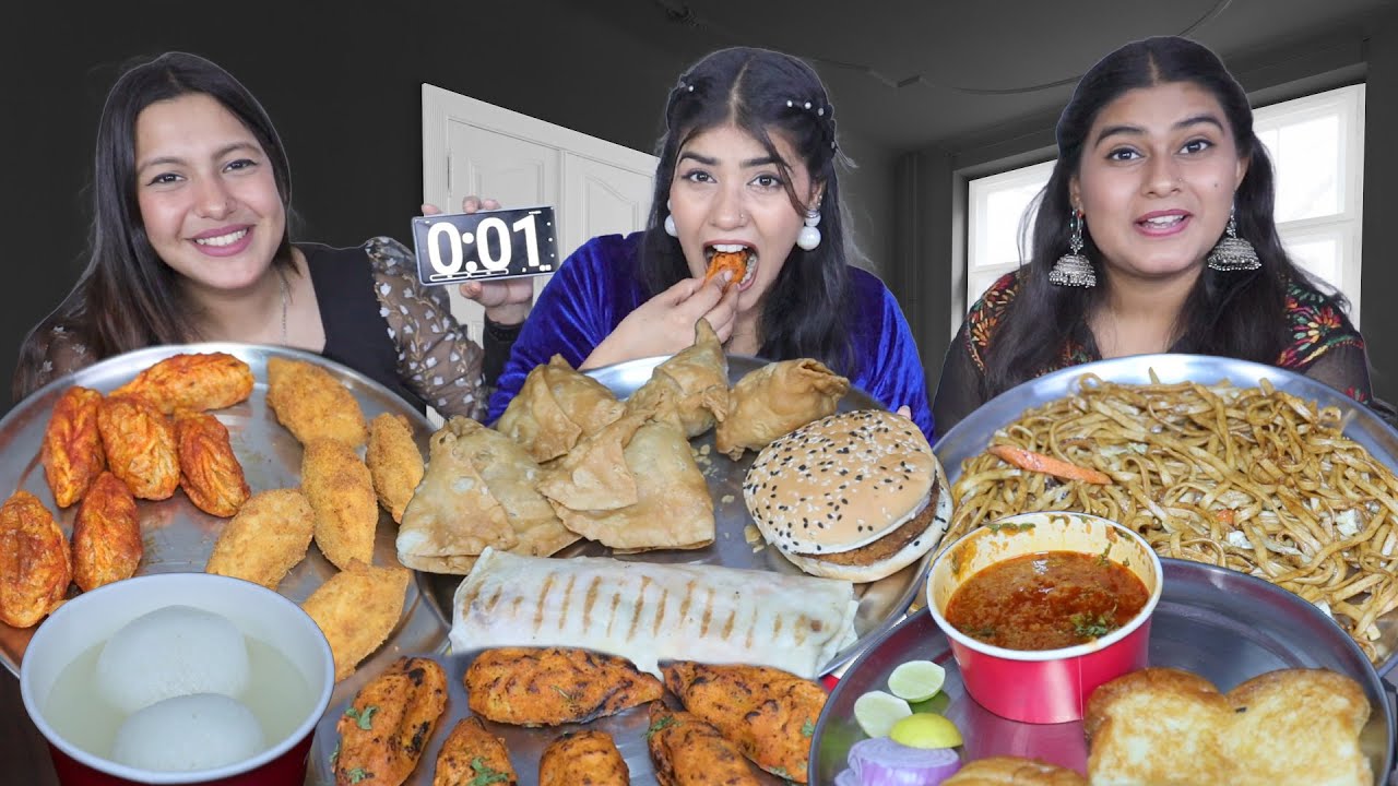 The Whisper Country Name Food Challenge | Spicy Momos, Noodles, Samosa, Burger, Rasgulla, Pav Bhaji