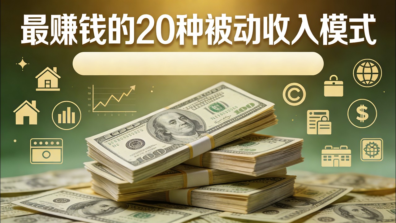 最賺錢的20種被動收入模式。第二十名只需一臺機器就能日賺上千，第一名更是讓人躺著也能月入十萬，堪稱最強斜杠神器。 |好奇風向標 #賺錢 #賺錢思路 #被動收入 #賺錢副業