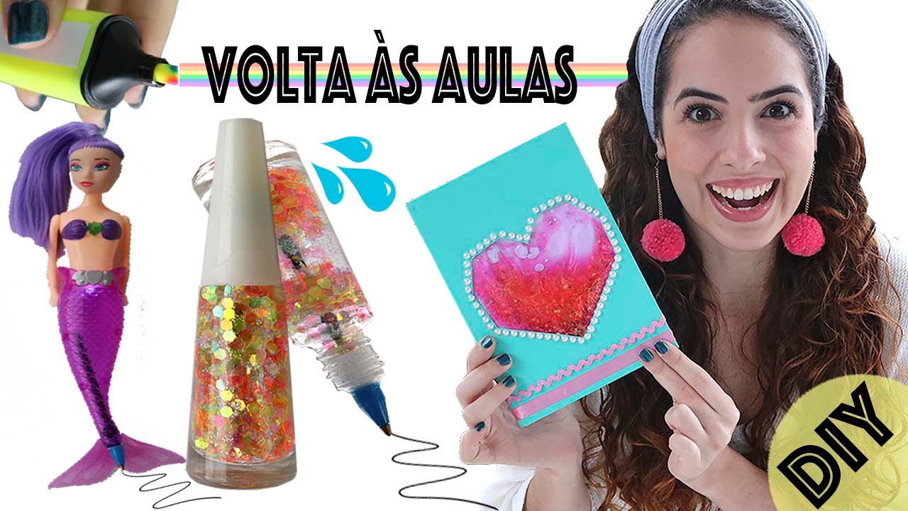 DIYs VOLTA ÀS AULAS: CANETA ESMALTE, CADERNO LÍQUIDO, etc... | Paula Stephânia