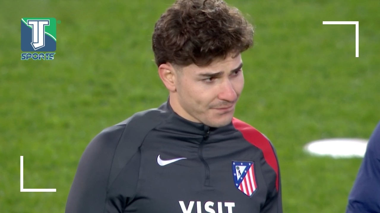 Julián Álvarez en el entrenamiento del Atlético Madrid
