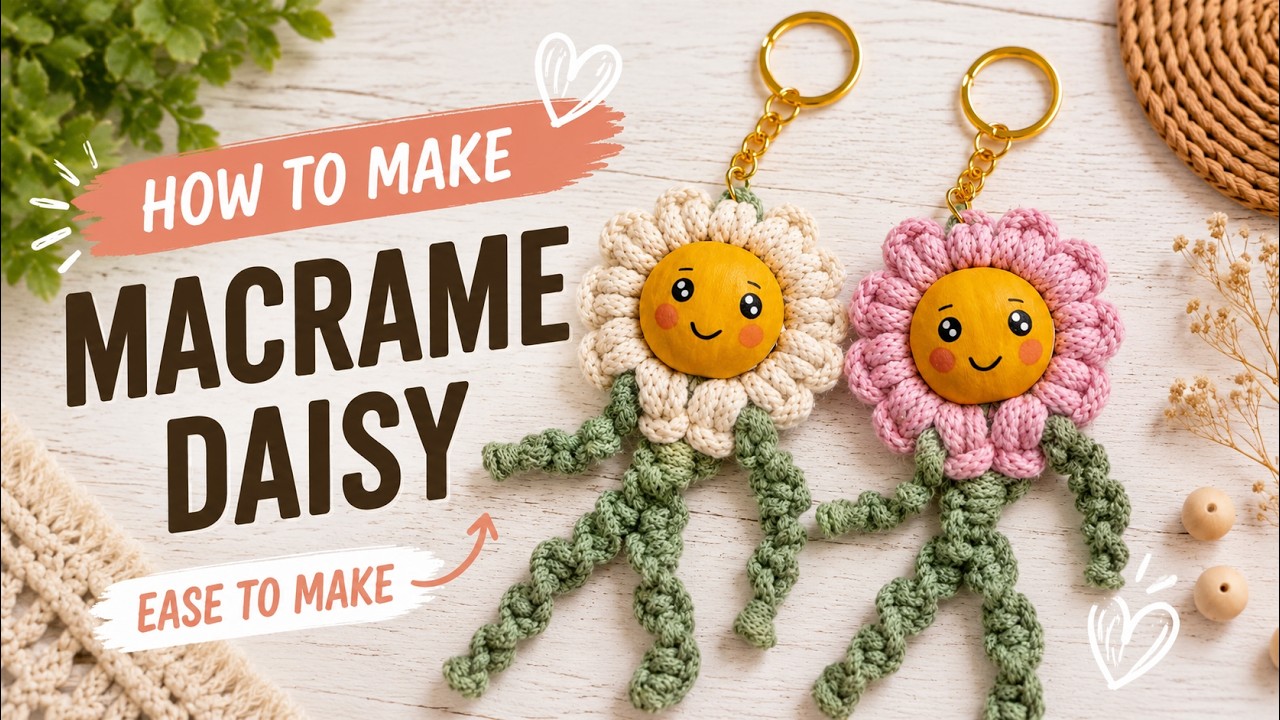 DIY Macrame Flower Keychain 🌼 Easy Tutorial | Cute Handmade Gift Idea