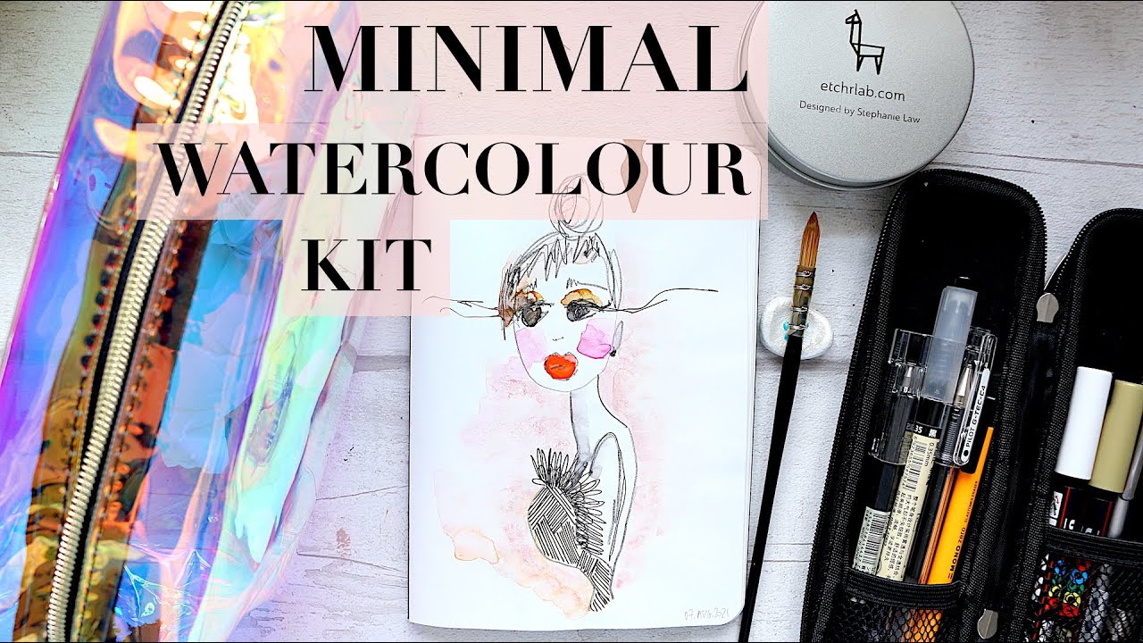 Minimal Art Supplies Travel Kit: Watercolour + Drawing