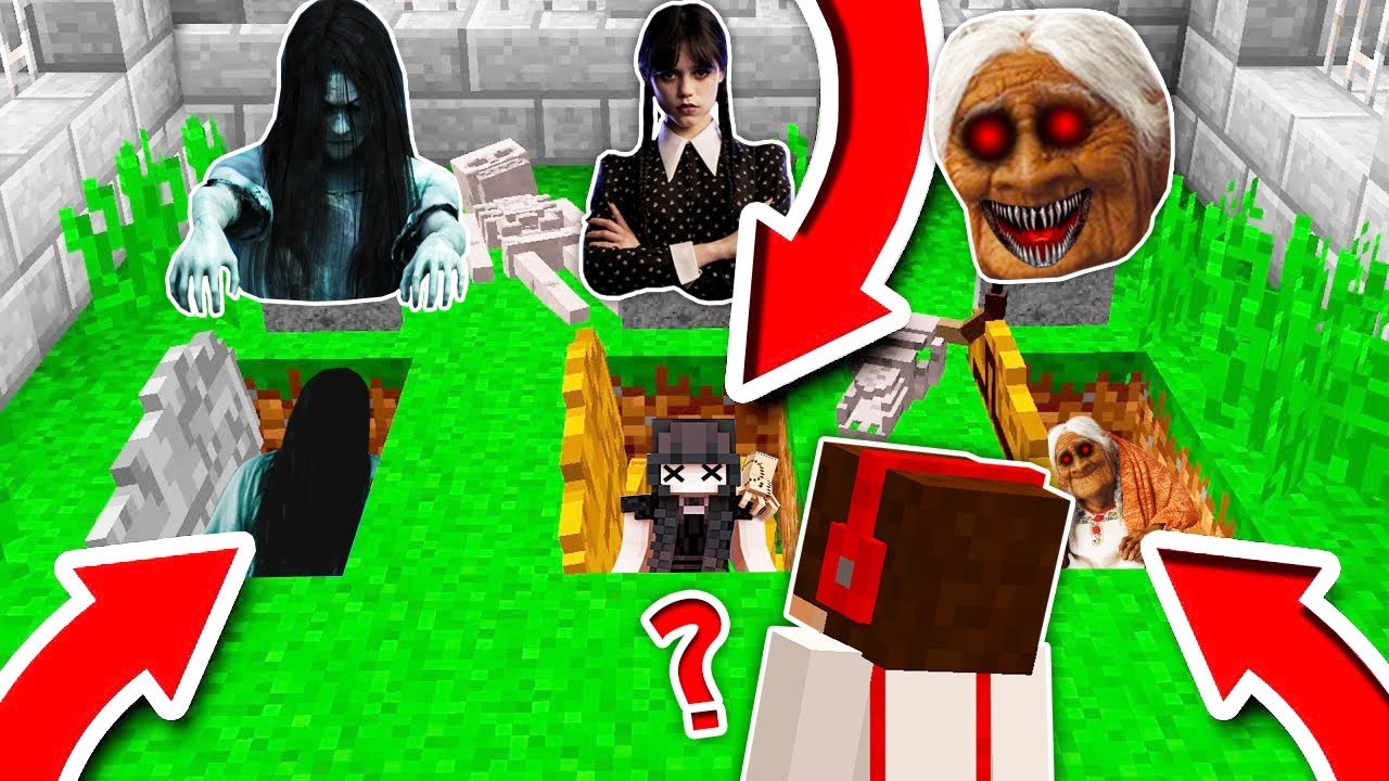 NIE WYBIERZ ZŁEGO GROBU - WEDNESDAY, DZIEWCZYNA ZE STUDNI, BABUSZKA W MINECRAFT?! GPLAY & LAKI