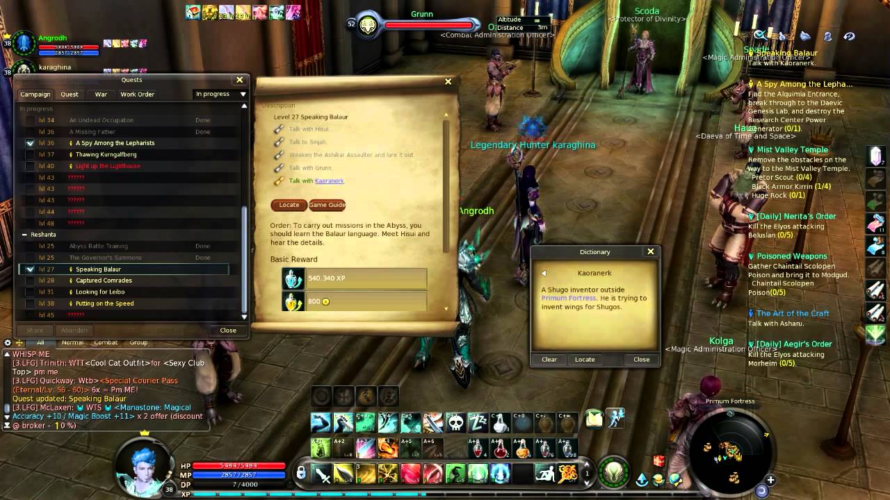 AION 4.0 - ASMODIANS - CAMPAIGN QUEST ABYSS LVL 27 - SPEAKING BALAUR