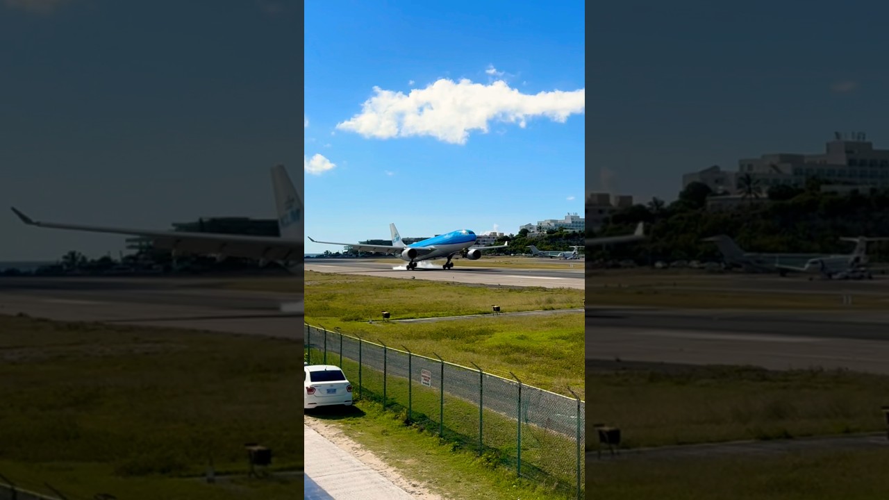 KLM A330 touchdown at St Maarten Airport! 