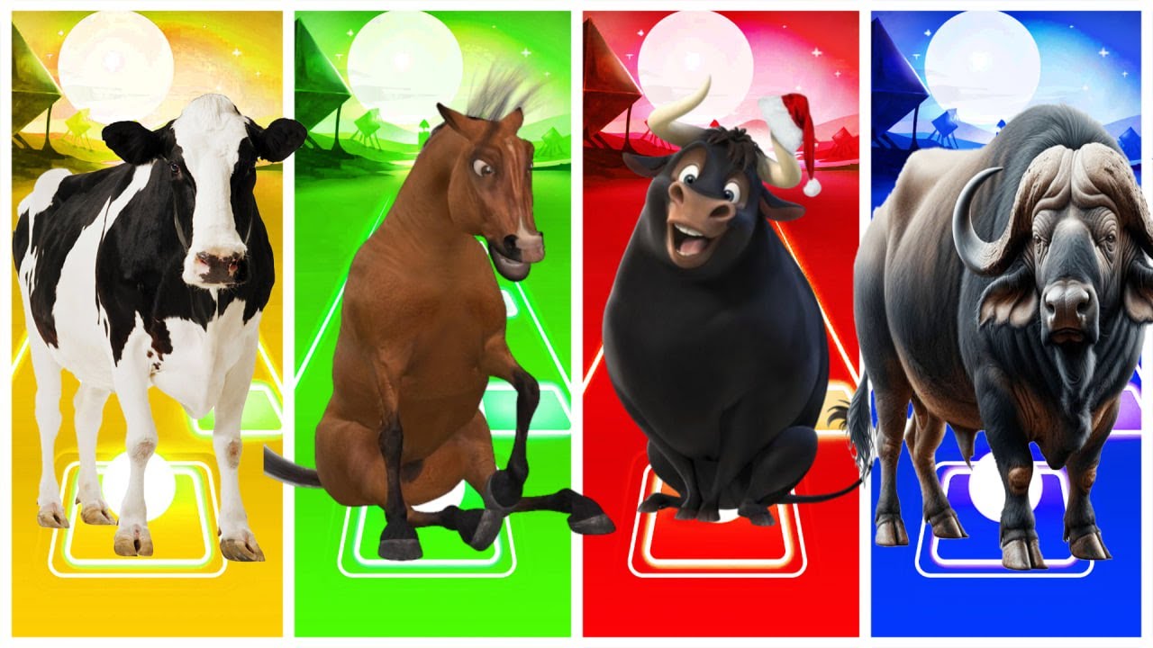 Ferdinand 🆚 Funny Cow 🆚 Ice Age Manny 🆚 Funny Horse &ndash; Coffin Dance Song | Tiles Hop EDM