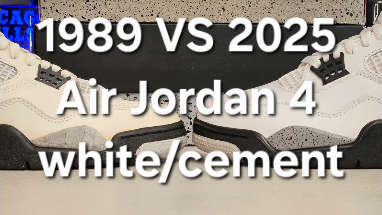Air Jordan 4 white cement comparison 1989 VS 2025