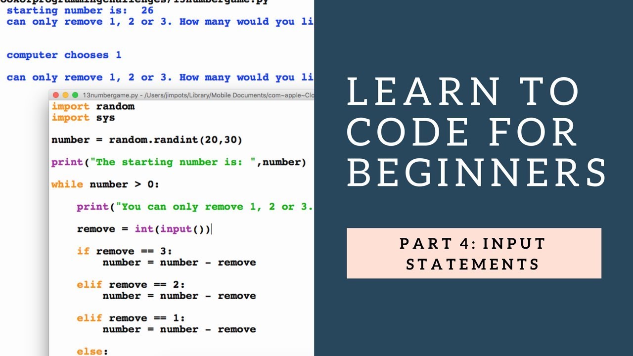 Learn to Code for Beginners 4: Input Statements