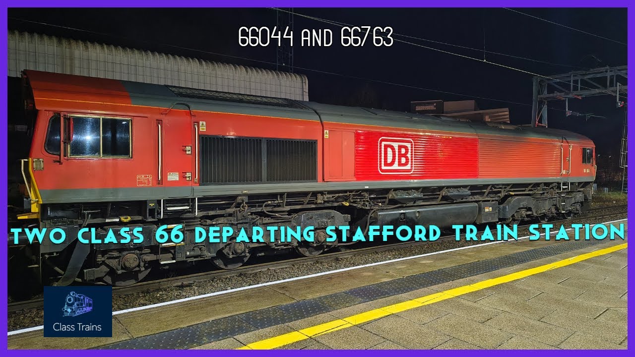Class 66 Freight Trains Departing Stafford Train Station
