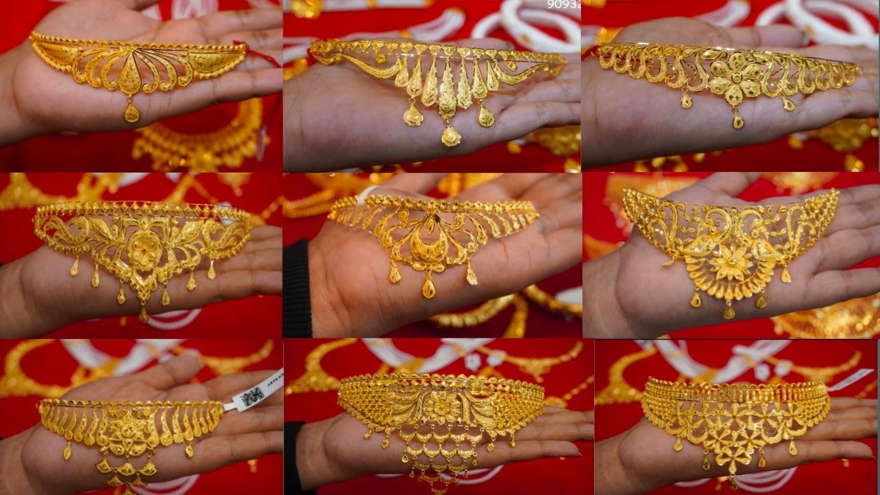 Latest 22k gold choker necklace with light weight Sathi simply life 
