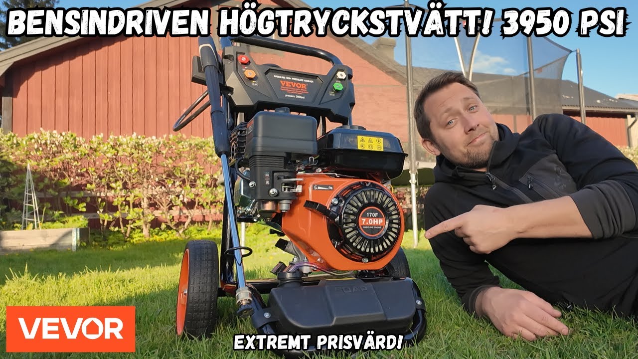 VEVOR BENSINDRIVEN HÖGTRYCKSTVÄTT 3950 PSI! Extremt prisvärd!