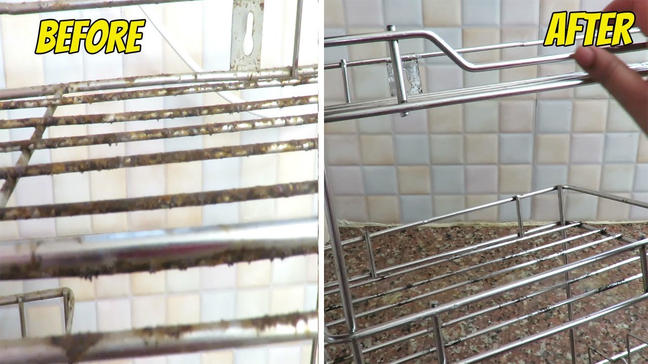 पुराने बर्तन steel rack को नया बनाने का बहुत ही आसान तरीका | how to clean rusted steel utensils rack