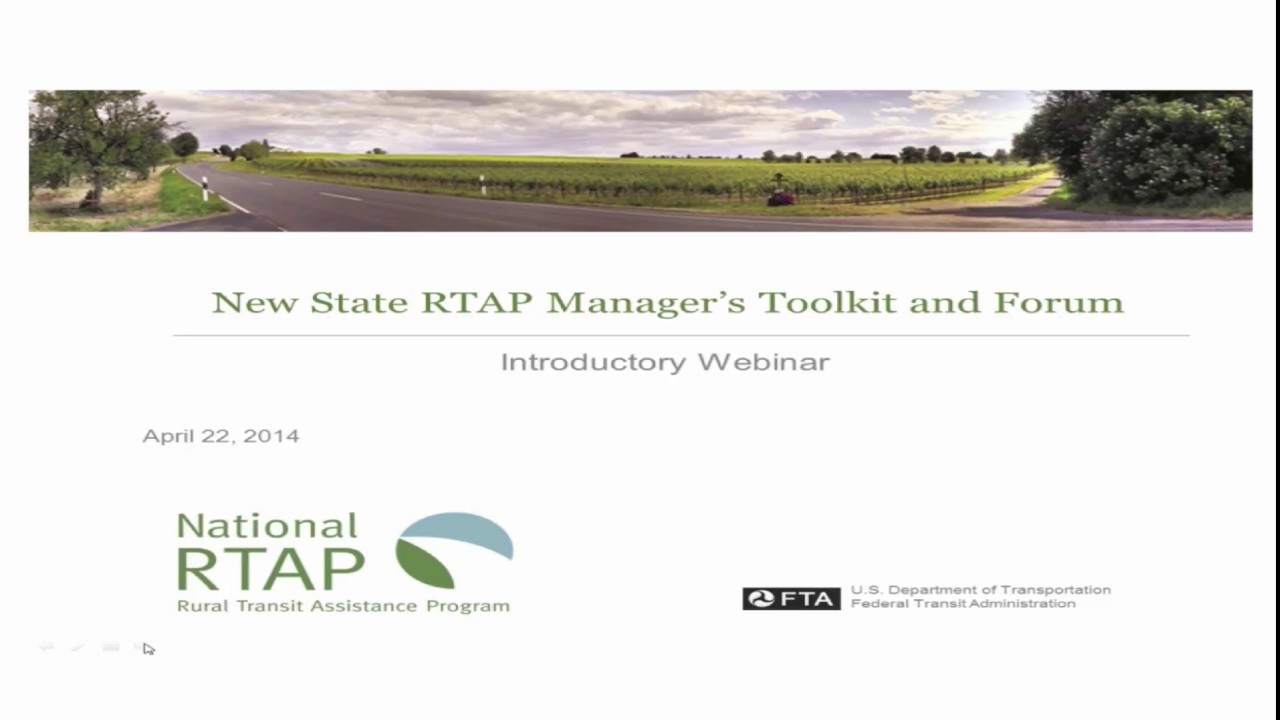 National RTAP Webinar: State RTAP Manager's Toolkit and Forum