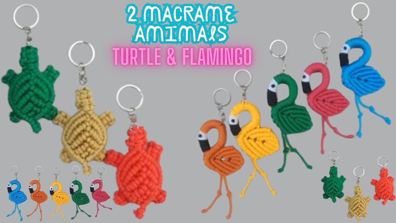 2 Macrame Animals Turtle & Flamingo Tutorial