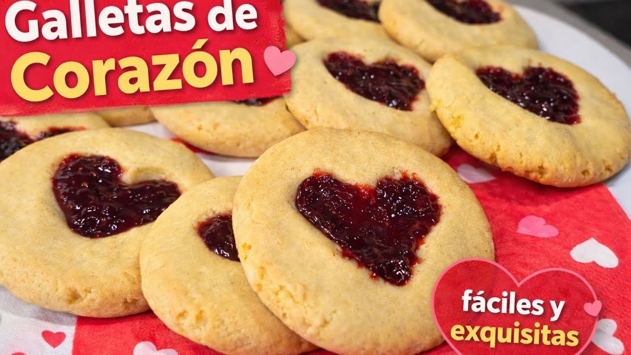 GALLETAS DE MANTEQUILLA con CORAZÓN DE MERMELADA que se DERRITEN en la BOCA 🤤😋❤️