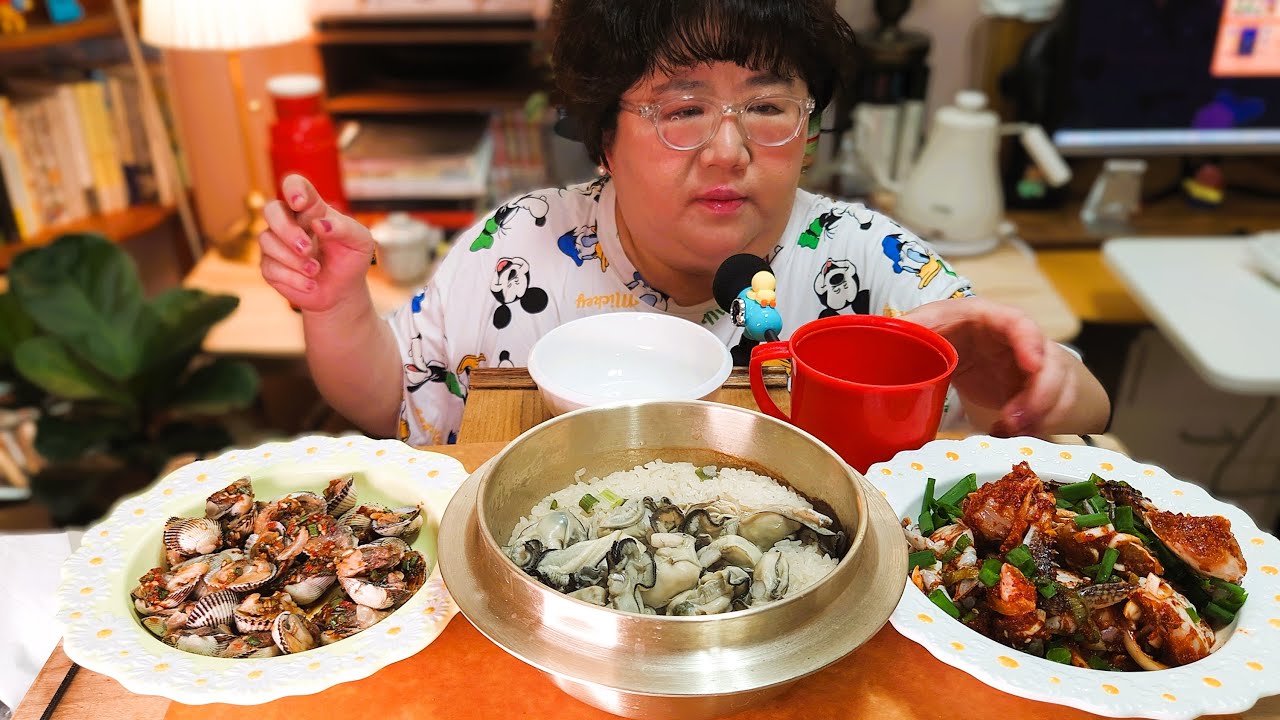 맛있는 굴솥밥에 양념게장 꼬막반찬 :) 포근하고 따뜻한 해산물 집밥 먹방