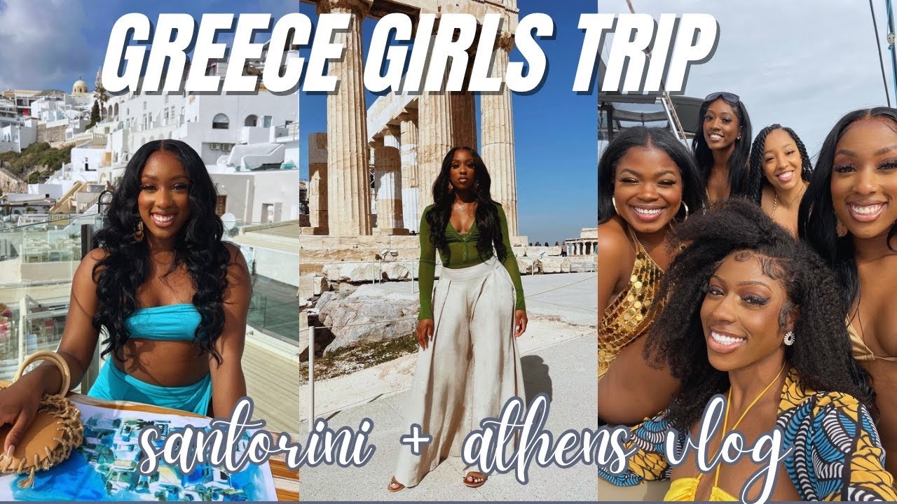 GREECE GIRLS TRIP | SANTORINI & ATHENS SUMMER TRAVEL VLOG || yacht trip, wine tasting, & more!