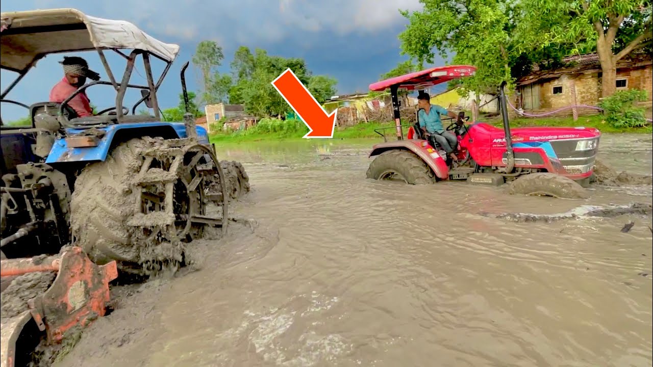 आगे कुआँ पीछे खाई ऐसी नौबत आयी 4x4 Mahindra Arjun NOVO 605 ये भी फस गया Sonalika 60 Rx एक ही जगह पर