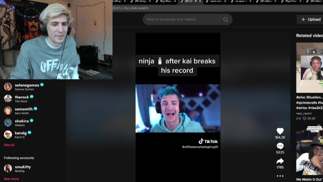 xQc reacts to Ninja being salty after Kai breaks his record