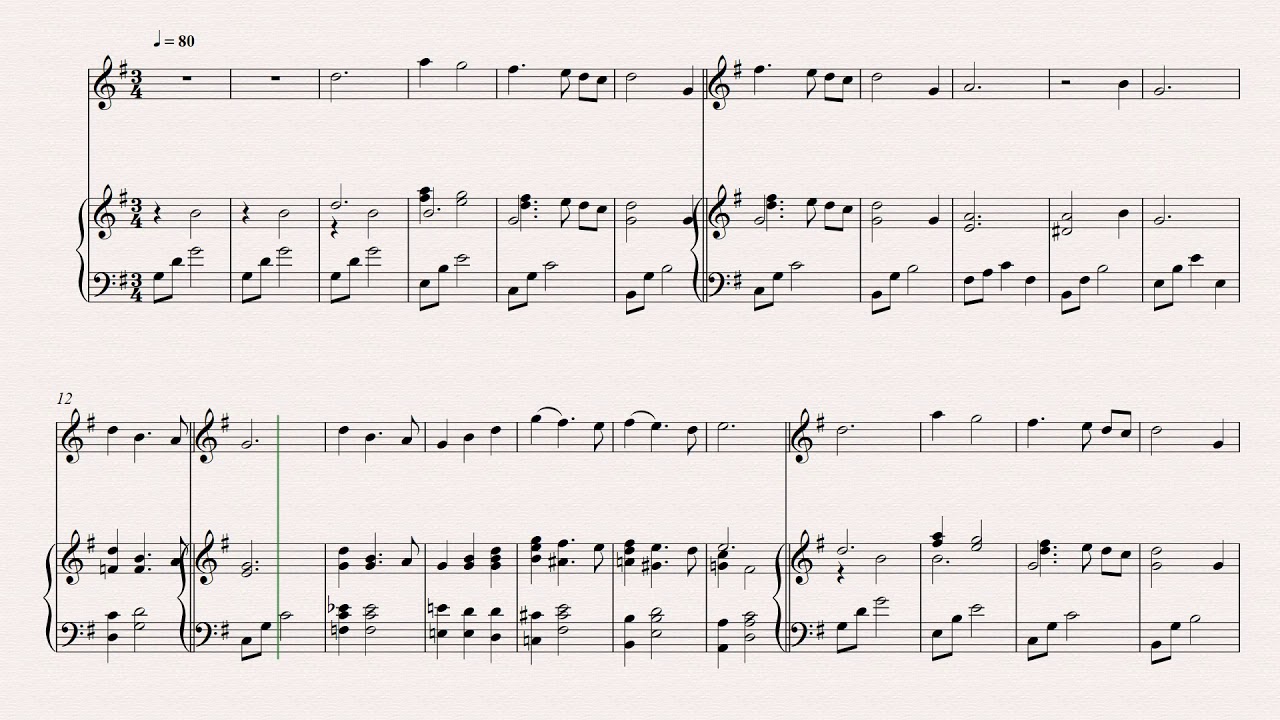 MOON RIVER in G for C instruments - Piano Accompaniment