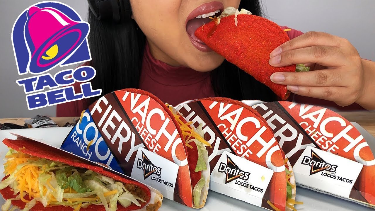 ** ASMR TACO BELL DORITOS LOCOS TACOS ** Eating Sounds | Fiery, Nacho & Cool Ranch Tacos | ASMR Phan