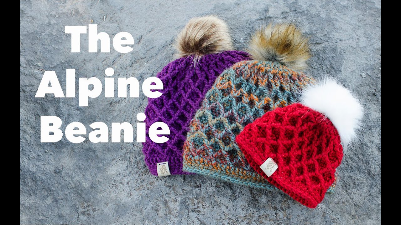 Crochet Beanie Tutorial: The Alpine Beanie, waffle stitch hat/beanie