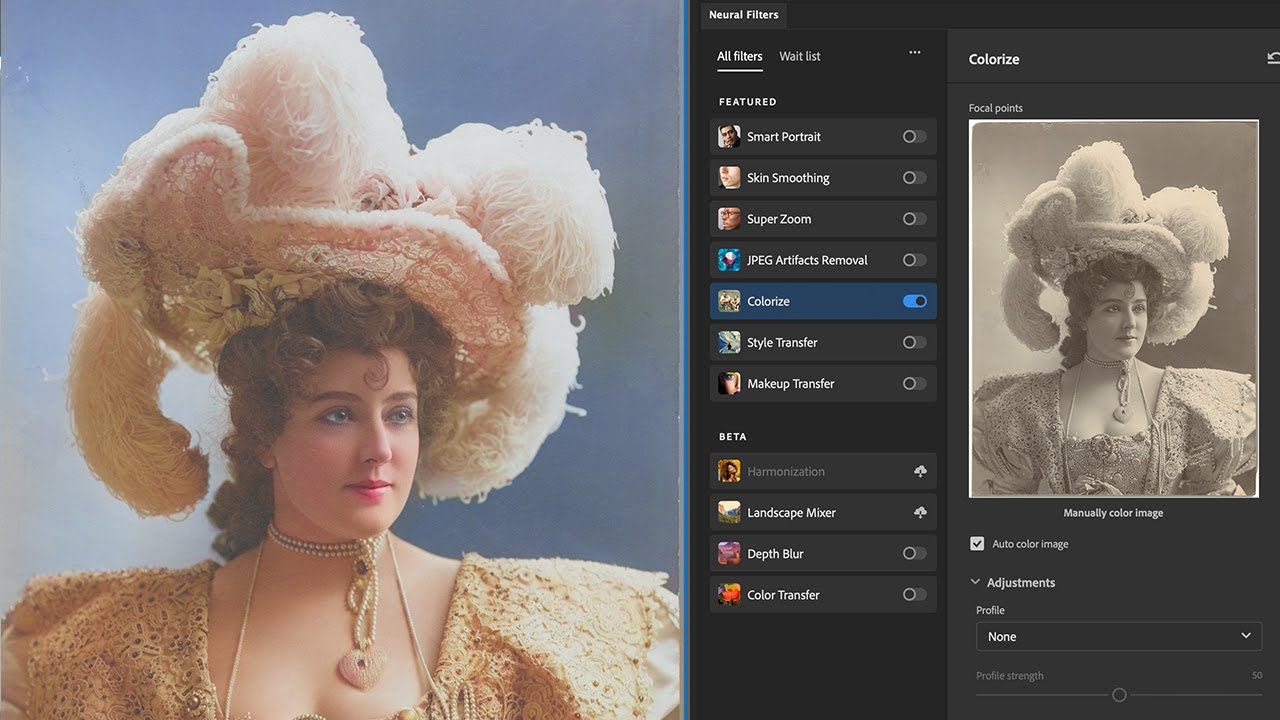 Colorize Neural Filter in Photoshop
