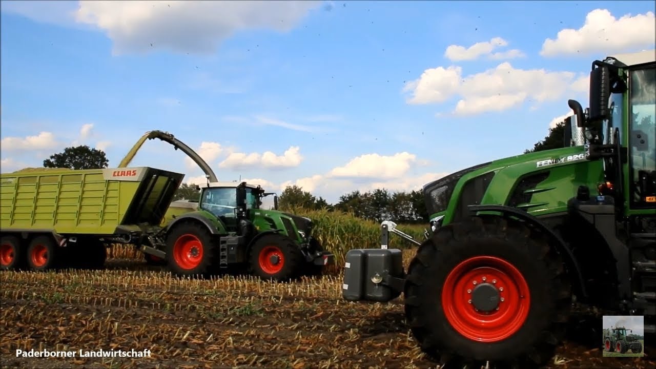 Mais häckseln mit CLAAS Jaguar 950, 2x Fendt 826 S4, 927 SCR, Deutz Agrtron 150 & 6185