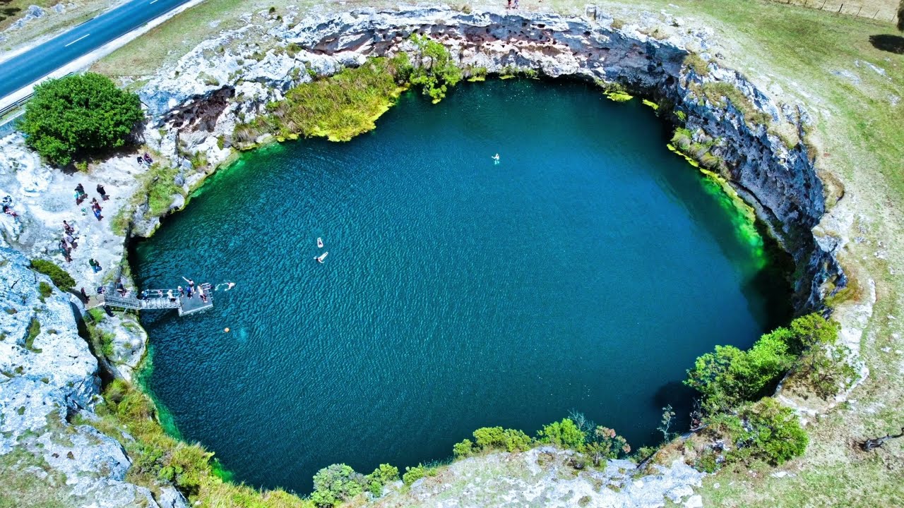 Little blue lake and Port MacDonnell in South Australia