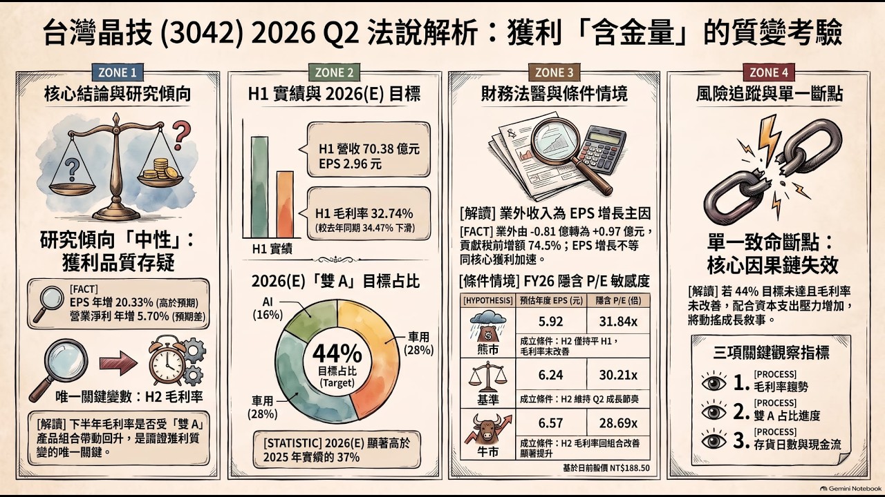 台灣晶技（3042.TW）法說會解碼2026H1財報檢驗