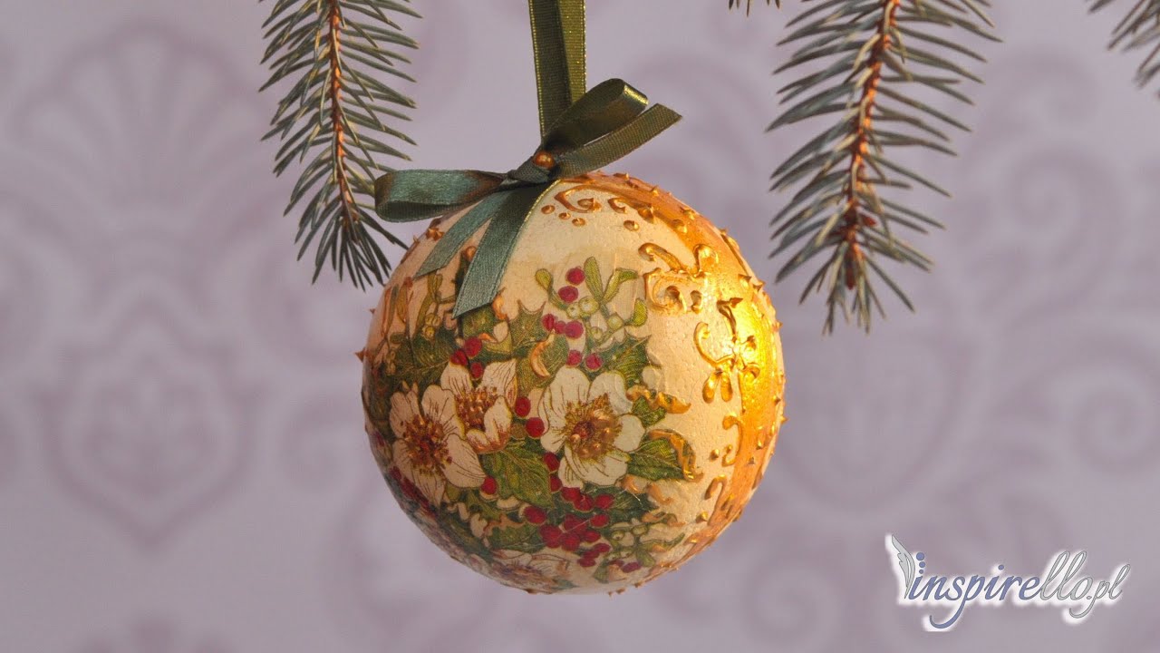 Decoupage krok po kroku - bombka ze złoceniem