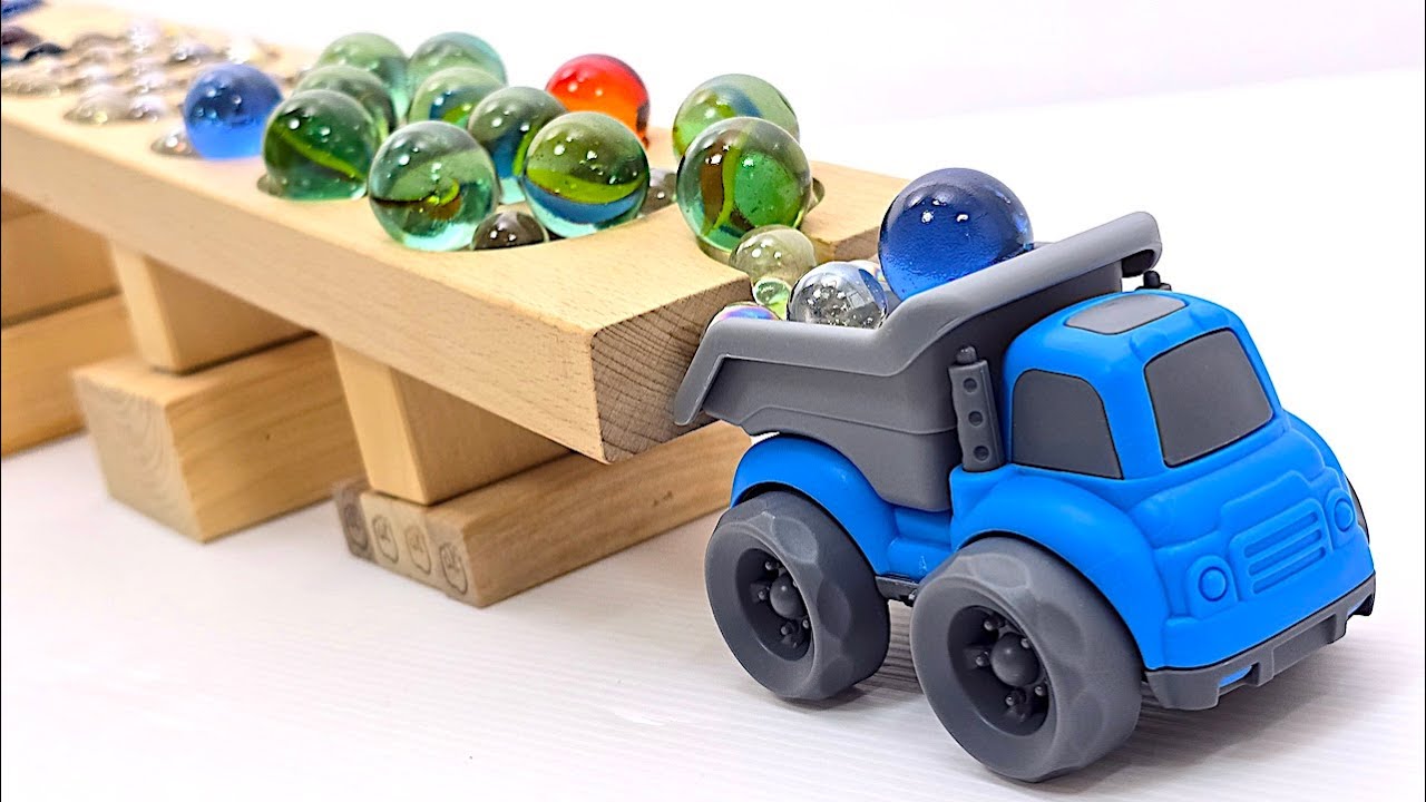 ASMR Wooden Marble Run & Toy Trucks Compilation (No Talking) | Satisfying Relaxing Sounds